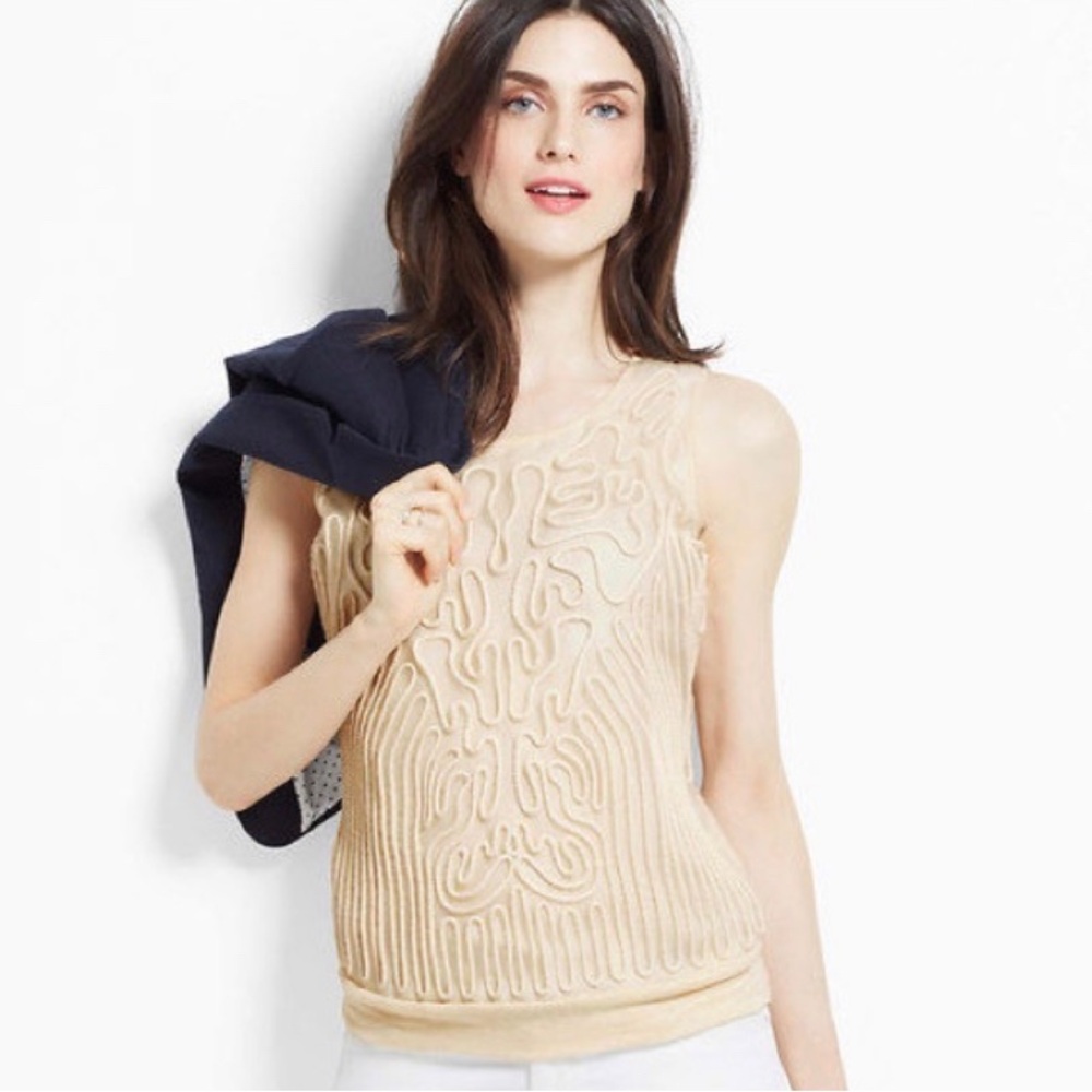 NWT Ann Taylor Beige Ecru Crochet Top